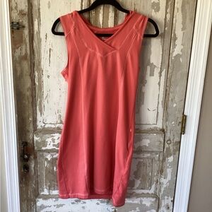 Women's Title Nine Athletic Sleeveless Dress Hooded Coral Mid Length Small Nylon